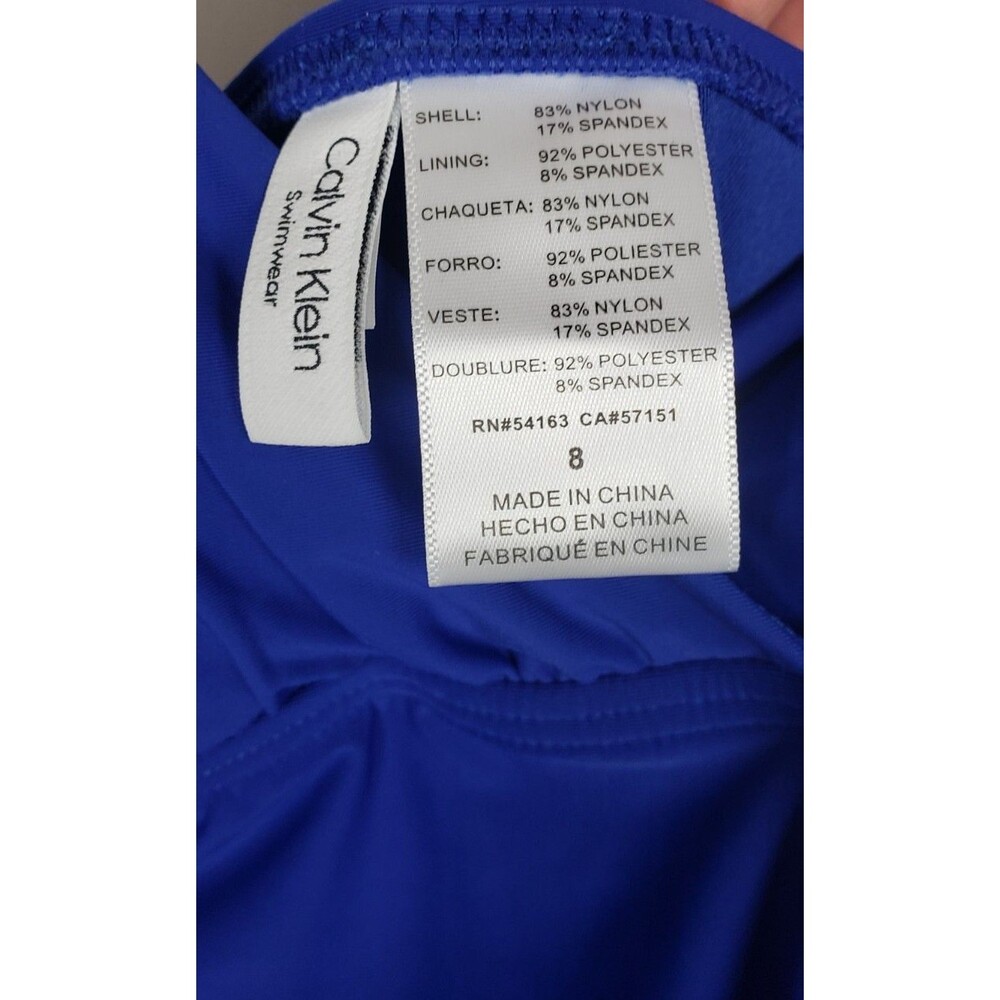 Calvin Klein Ruched One-Piece Swimsuit Royal Blue 8 Beach Resort Vacation Sexy - Picture 4 of 6